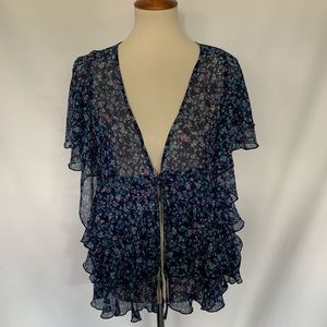 Lauren Conrad Floral & Ruffled top Sz. L